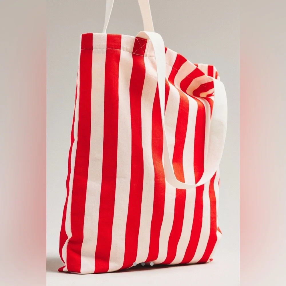 Anthropologie Printed Beaded Canvas Tote | Bloody Mary | NWT